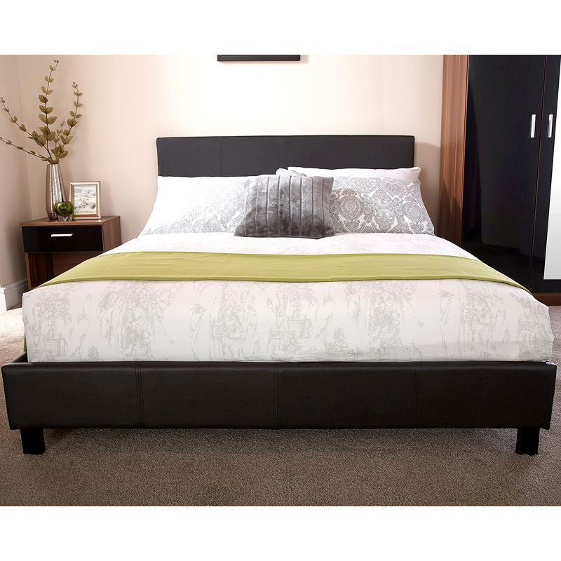 Bugi Double Bed Faux Leather Black 5 x 7ft