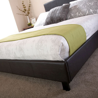 Bugi Double Bed Faux Leather Black 5 x 7ft