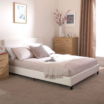 Bugi Double Bed Faux Leather White 4 x 7ft