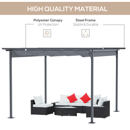 Outsunny 3.5M X 3.5M Metal Pergola Gazebo Awning Retractable Canopy Outdoor Garden Sun Shade Shelter Marquee Party BBQ