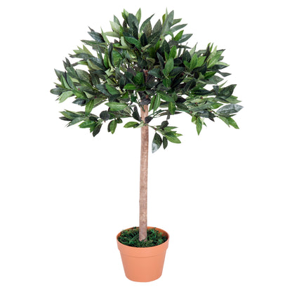 Outsunny 3ft Artificial Olive Tree Indoor Plant Greenary for Home Office Potted in An Orange Pot