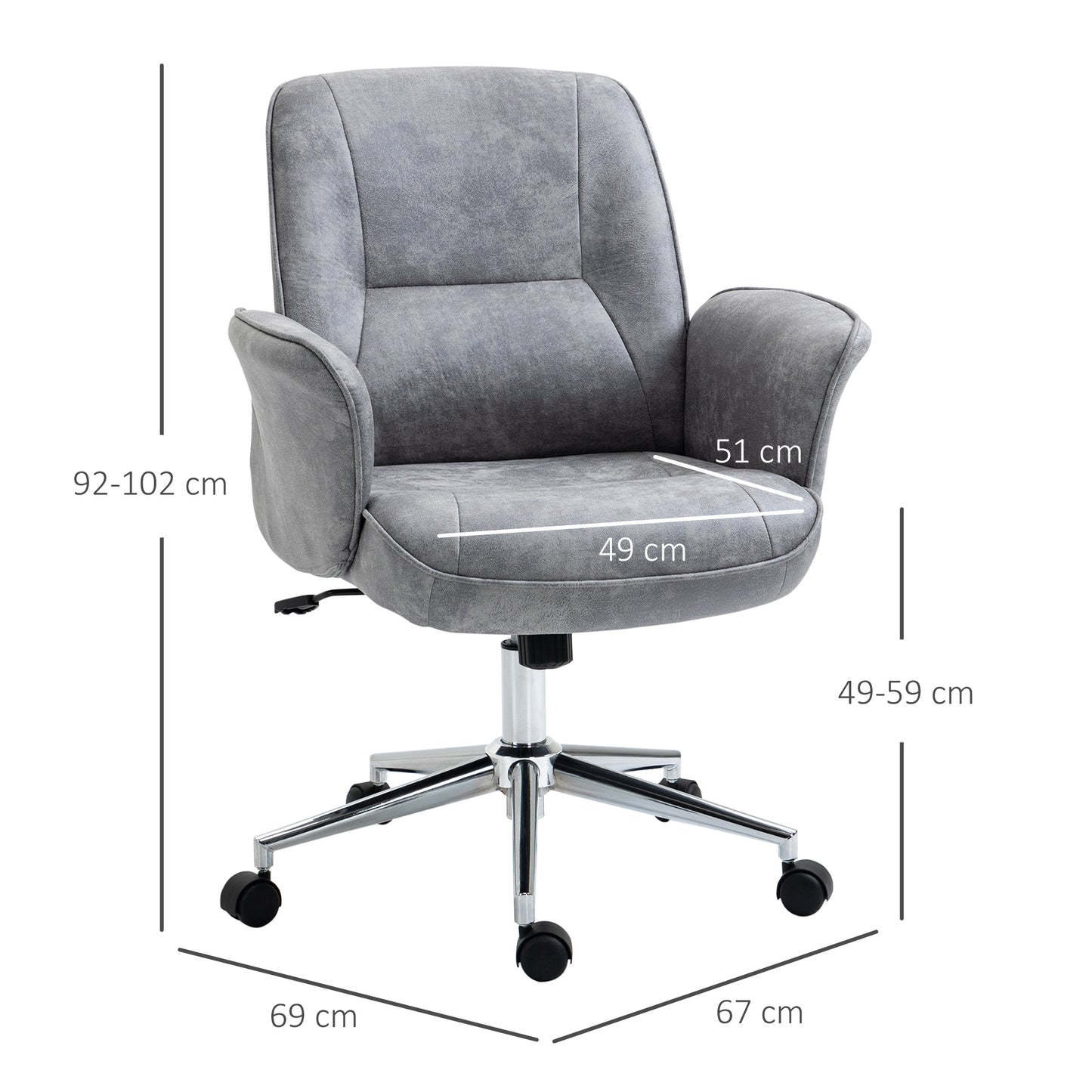 Vinsetto Faux Microfibre Leather Office Chair - Light Grey