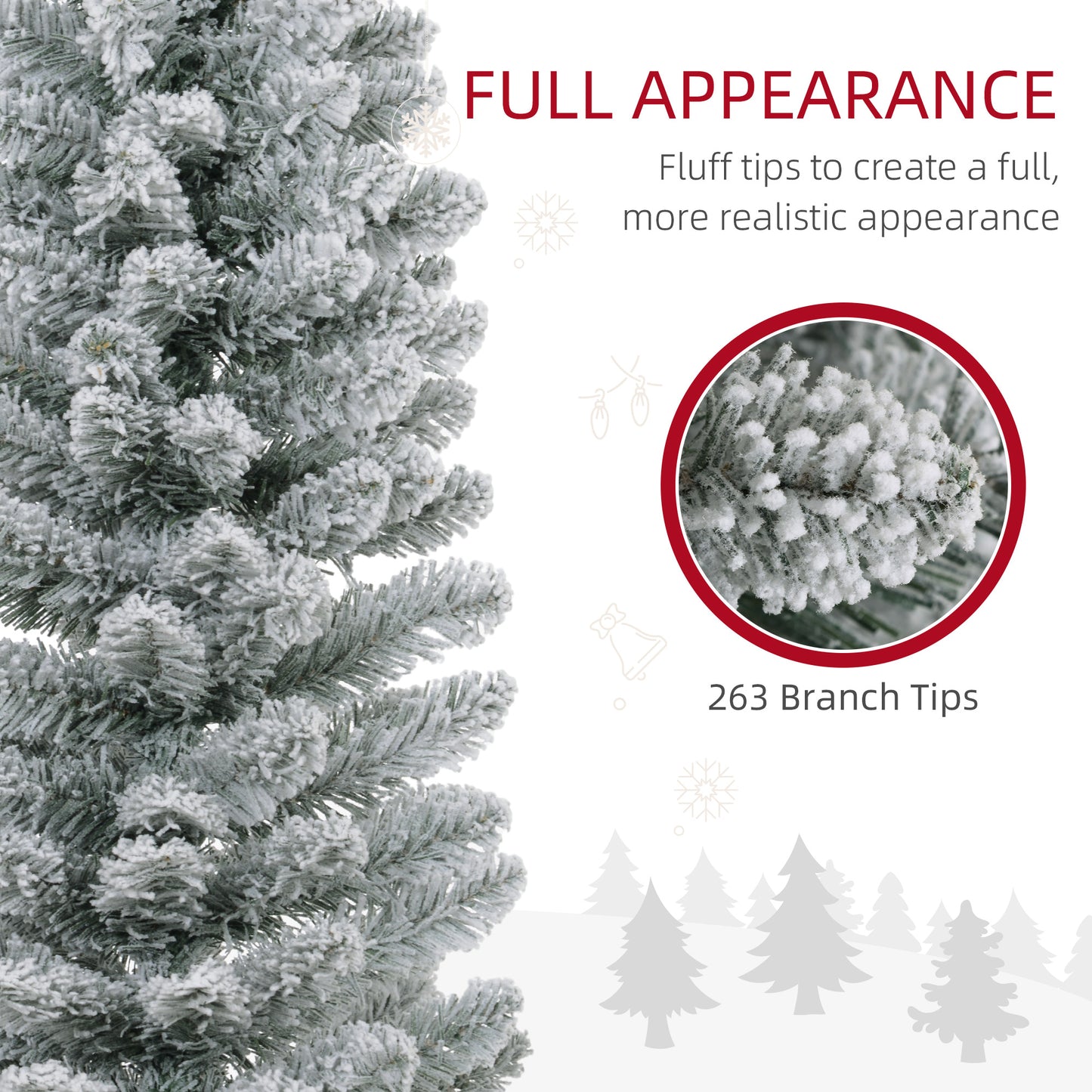 5ft Slim Christmas Tree Artificial - White Frosted Green  263 Tips