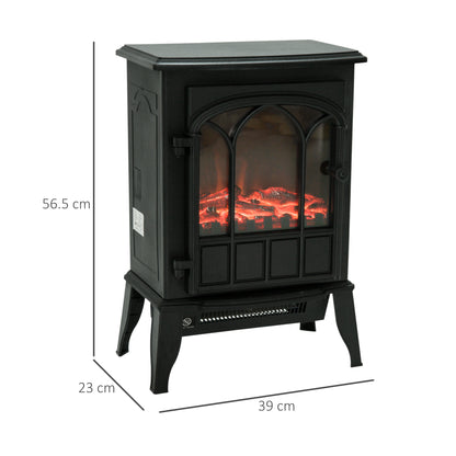 Homcom Electric Fireplace Heater Freestanding Stove with LED Flame Effect 1000W/2000W-Black