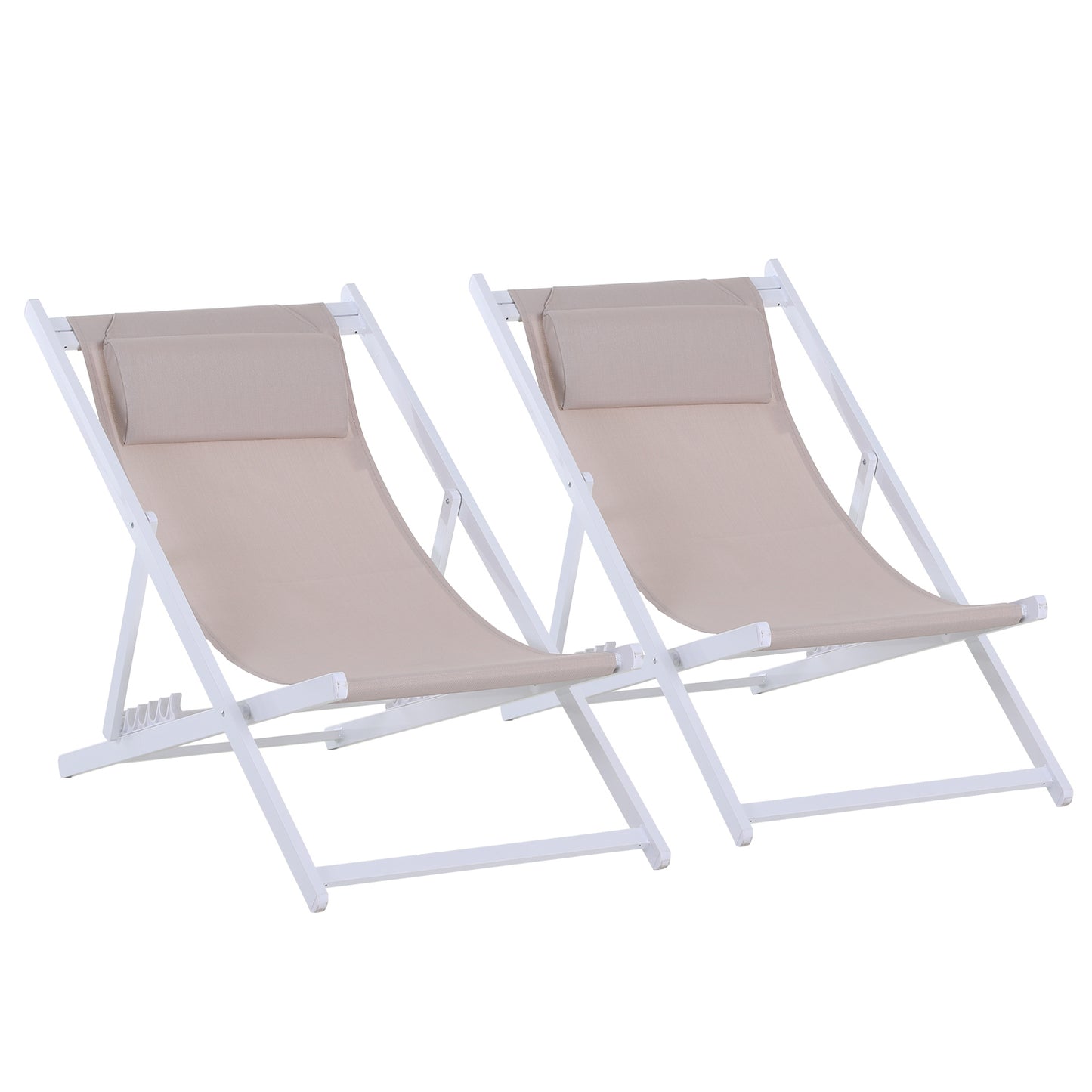 Outsunny Textilene Chaise Lounge Recliner Chair Adjustable Sun Lounger Patio White