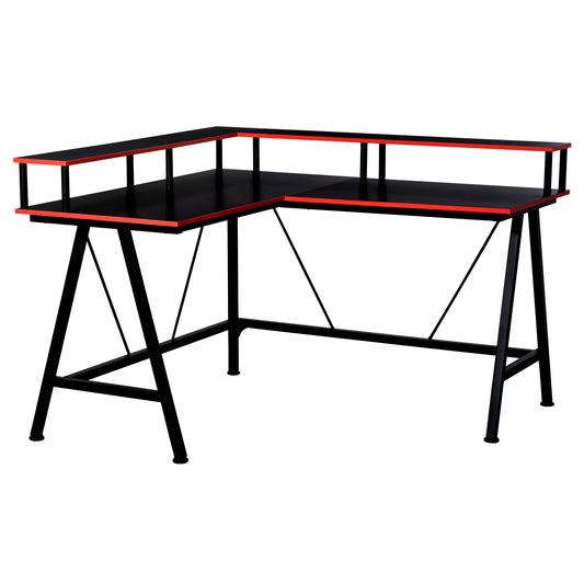 Homcom L-Shape Corner Gaming Desk Computer Table with Elevated Monitor Shelf Workstation