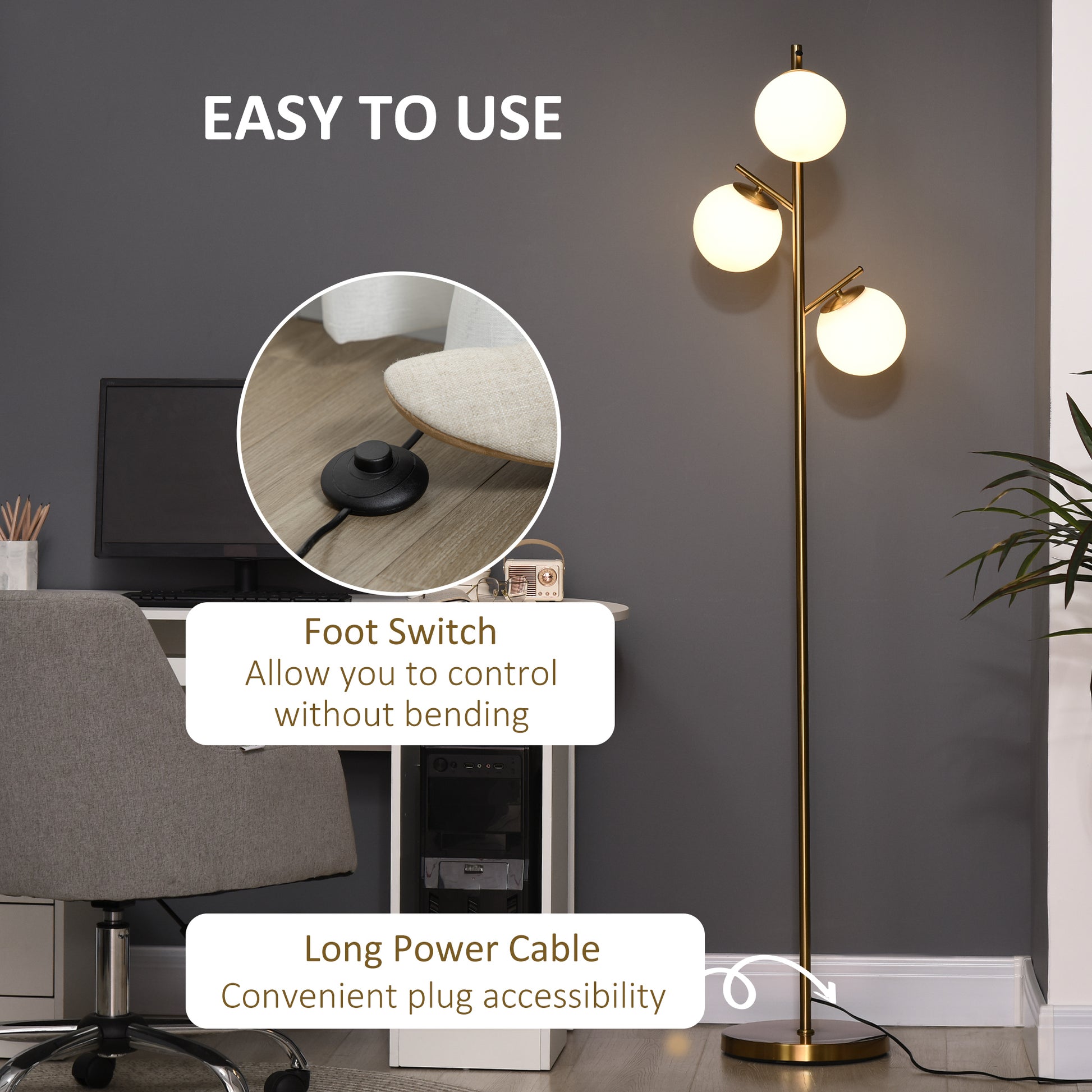 Homcom 3-Light Tree Floor Lamps for Living Room