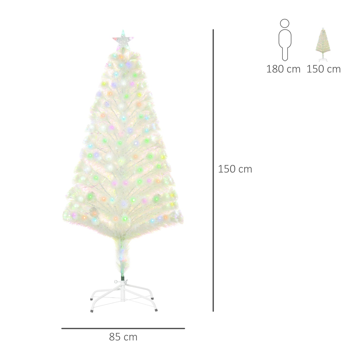 Homcom 5FT Prelit Artificial Christmas Tree with Fiber Optic LED Light