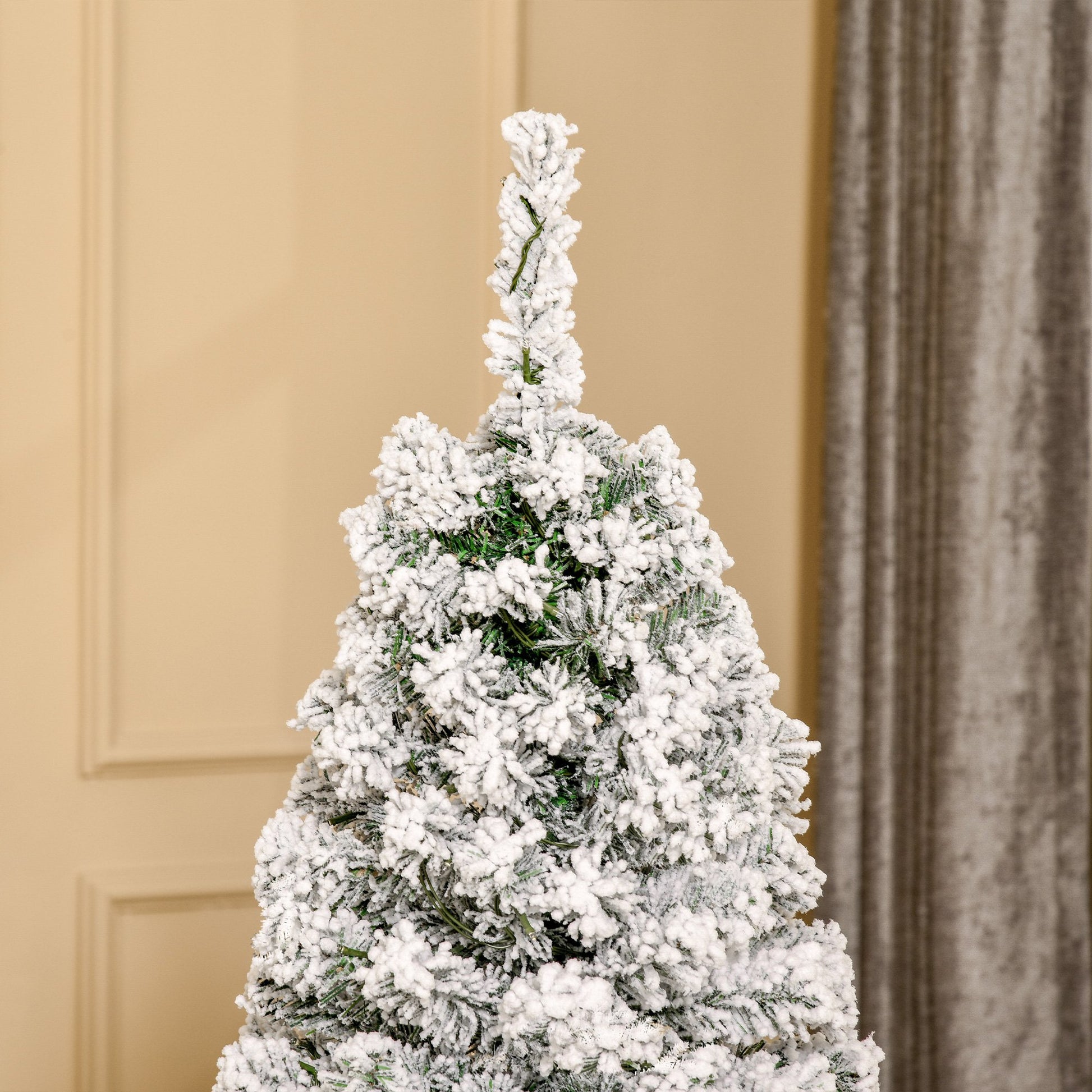 Homcom 5FT Prelit Artificial Snow Flocked Christmas Tree with Warm White LED Light