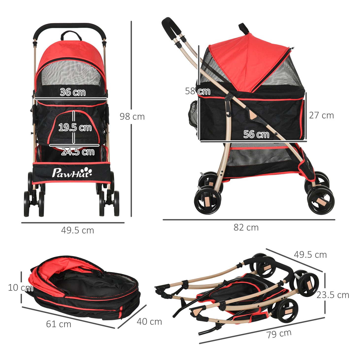 PawHut Detachable Pet Stroller