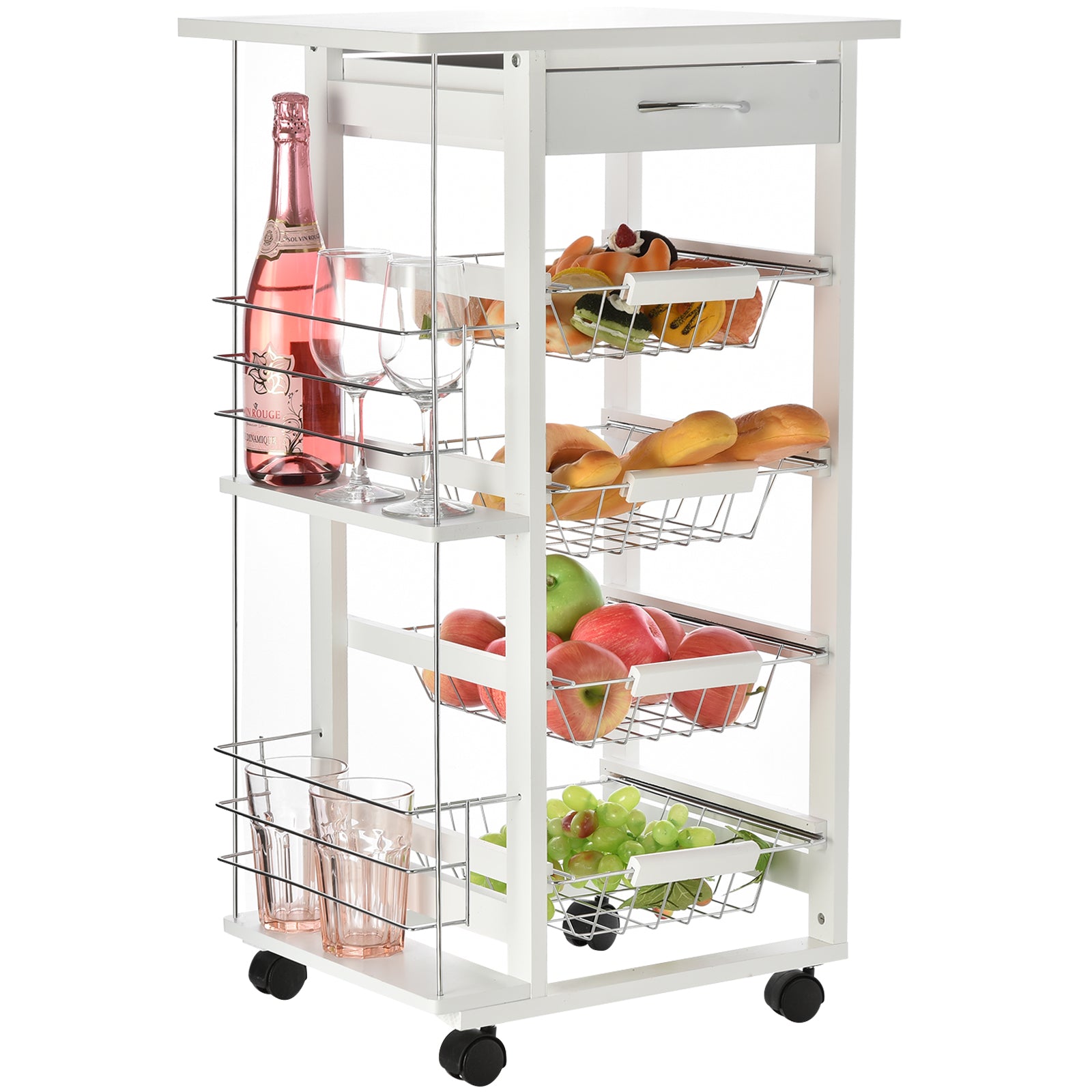 Homcom Medium-density fibreboard Multifunction Kitchen Island Trolley White