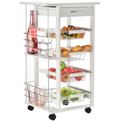 Homcom Medium-density fibreboard Multifunction Kitchen Island Trolley White