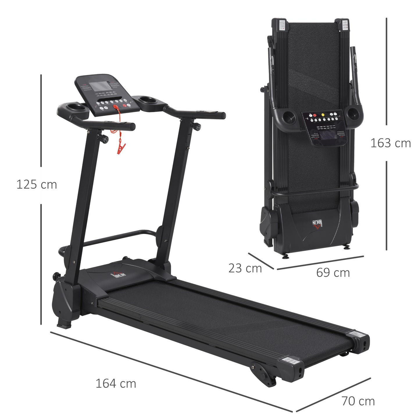 Homcom Folding Motorise Treadmill Running Machine LCD MP3 & USB Player w/ 5 Preset Programs