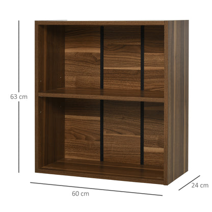 Homcom Wooden 2 Tier Storage Unit Shelf Bookshelf Bookcase Cupboard Cabinet Walnut