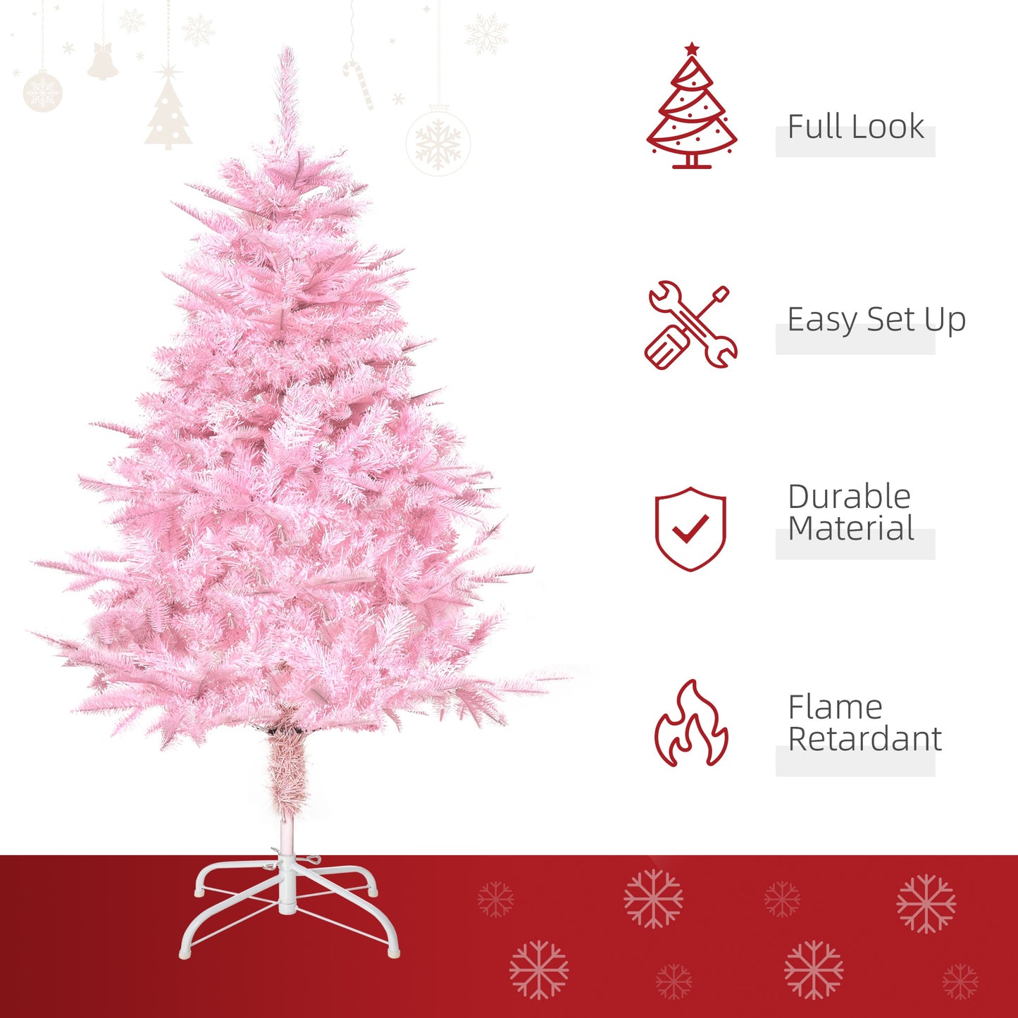 Homcom 4FT Artificial Christmas Tree Holiday Xmas Holiday Tree Decoration with Automatic Open for Home Party