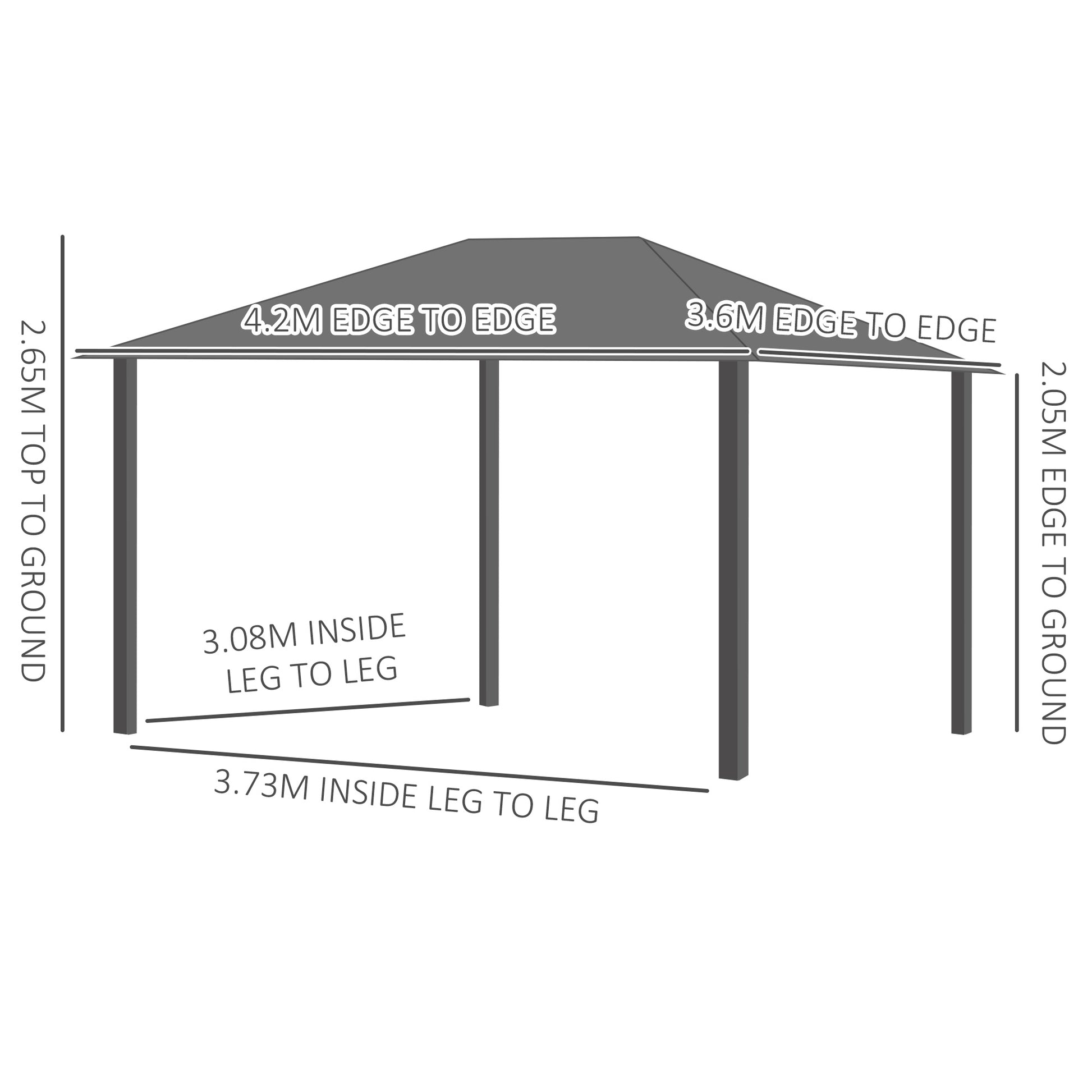 Outsunny 3.6 x 4m Hardtop Gazebo with UV Resistant Polycarbonate Roof & Aluminium Frame