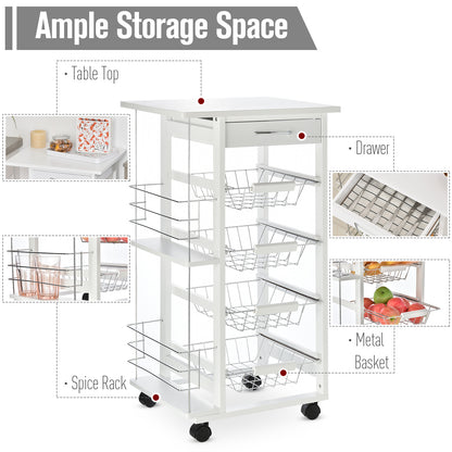 Homcom Medium-density fibreboard Multifunction Kitchen Island Trolley White