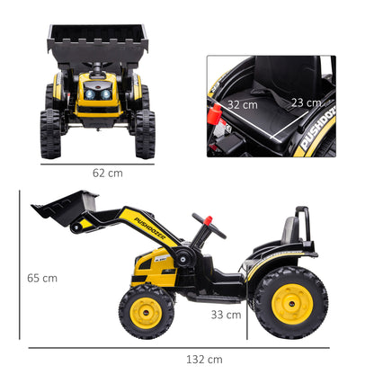 Homcom Kids Digger Ride On Excavator 6V Battery Tractor Music Headlight Yellow