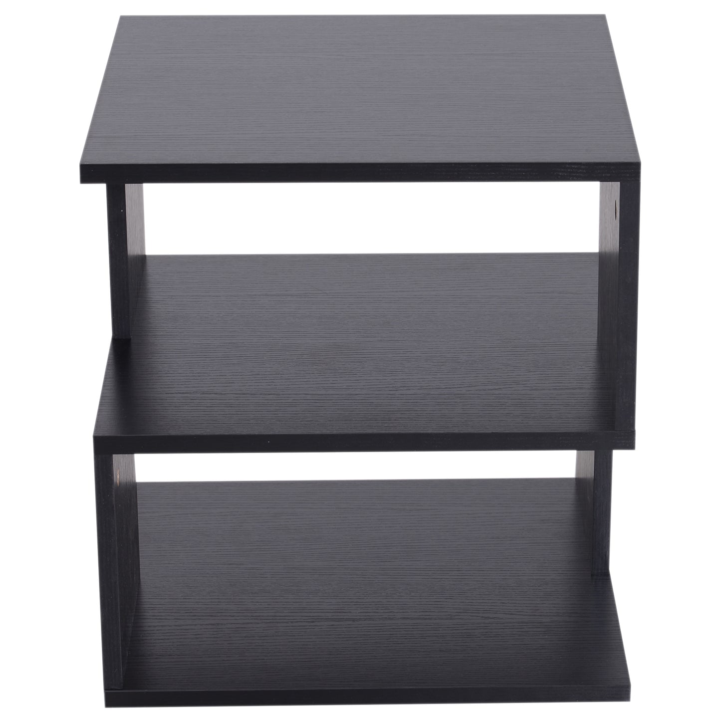 Homcom Modern Square 2 Tier Wood Coffee Side Table Storage Shelf Rack Living Room Black