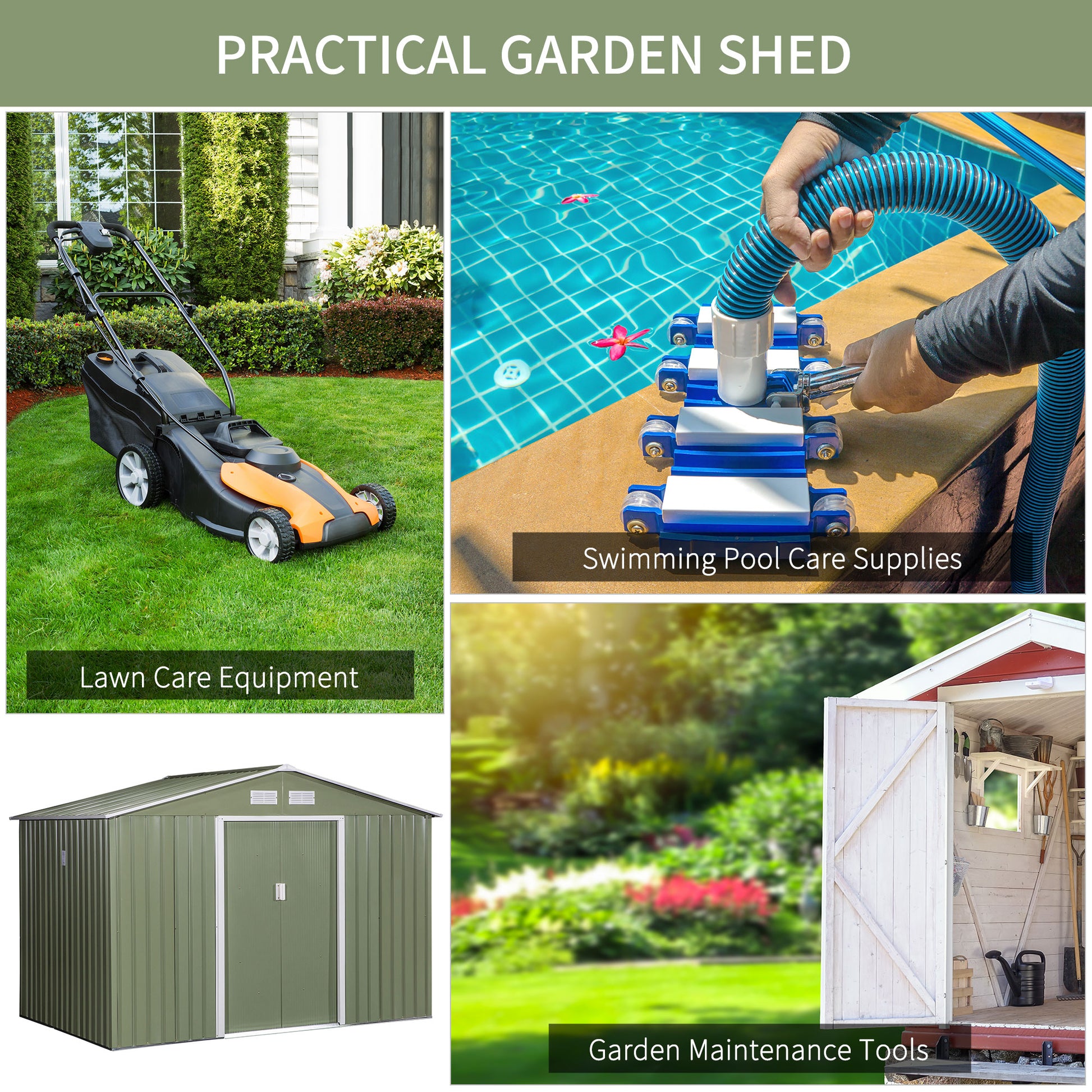 Corrugated 9 x 6' Double Door Reverse Apex Garden Shed With Ventilation Steel Green by Steadfast