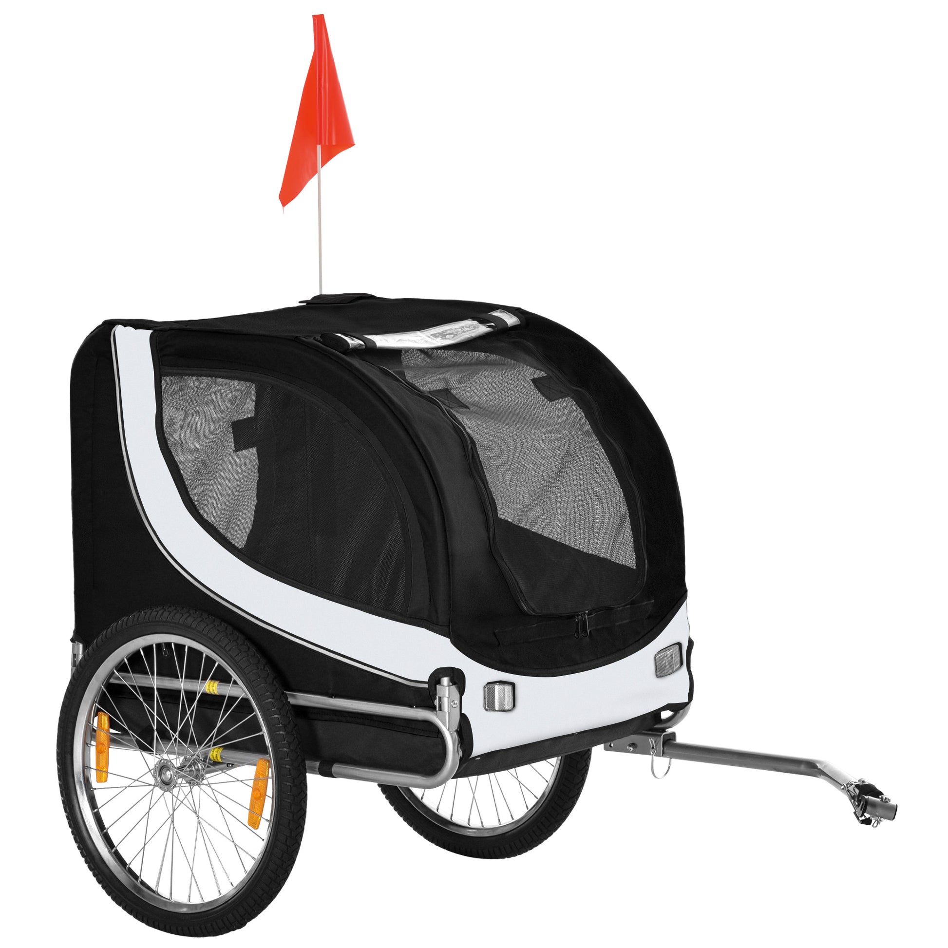 PawHut Folding Dog Bike Trailer Pet Bicycle Jogger Travel Carrier-Black & White