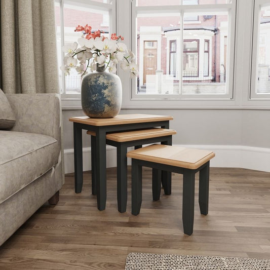 3 Portchester Nest of Tables Oak Grey