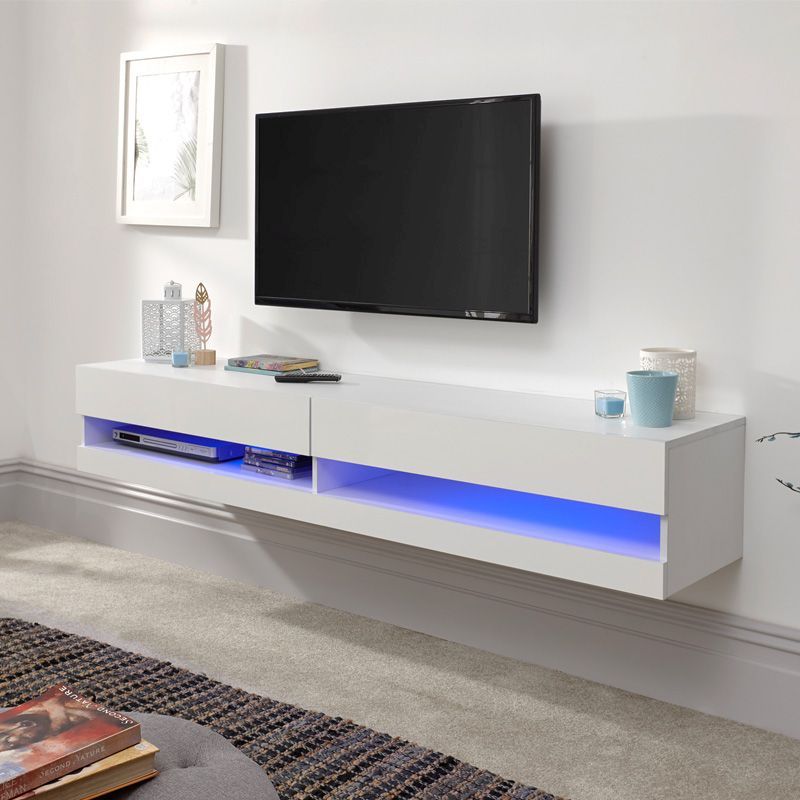 Galicia TV Unit White 2 Shelves 2 Doors