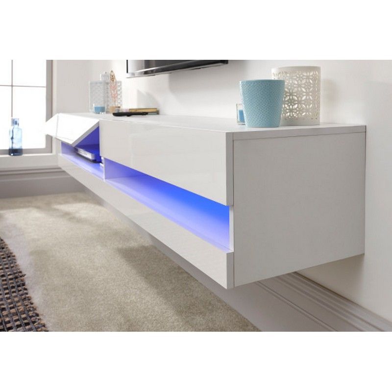 Galicia TV Unit White 2 Shelves 2 Doors