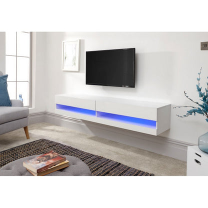 Galicia TV Unit White 2 Shelves 2 Doors