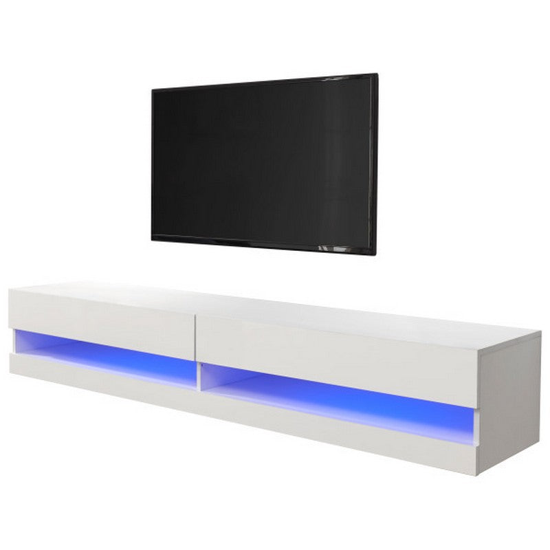 Galicia TV Unit White 2 Shelves 2 Doors