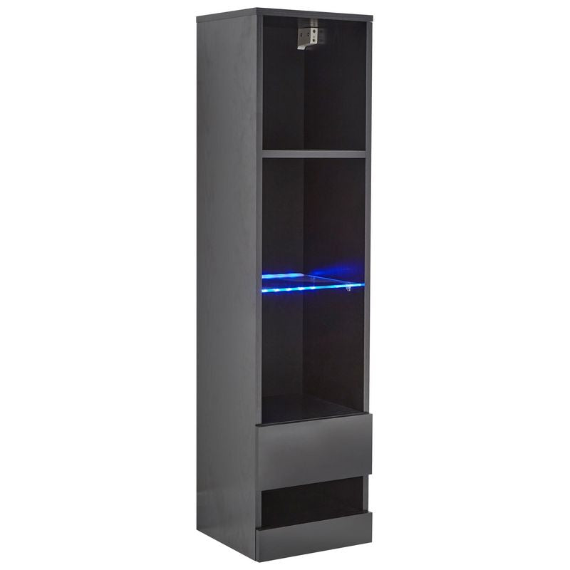 Galicia Tall Shelving Unit Black 1 Door 4 Shelves