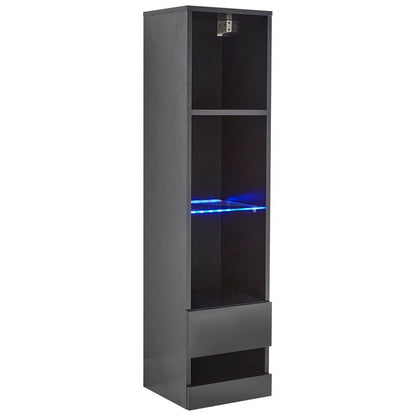 Galicia Tall Shelving Unit Black 1 Door 4 Shelves