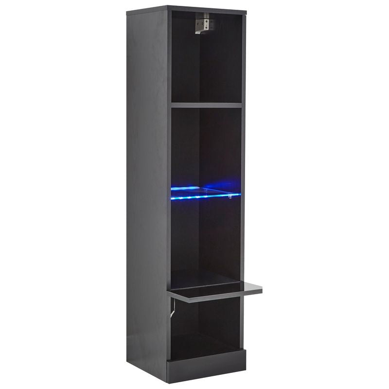 Galicia Tall Shelving Unit Black 1 Door 4 Shelves