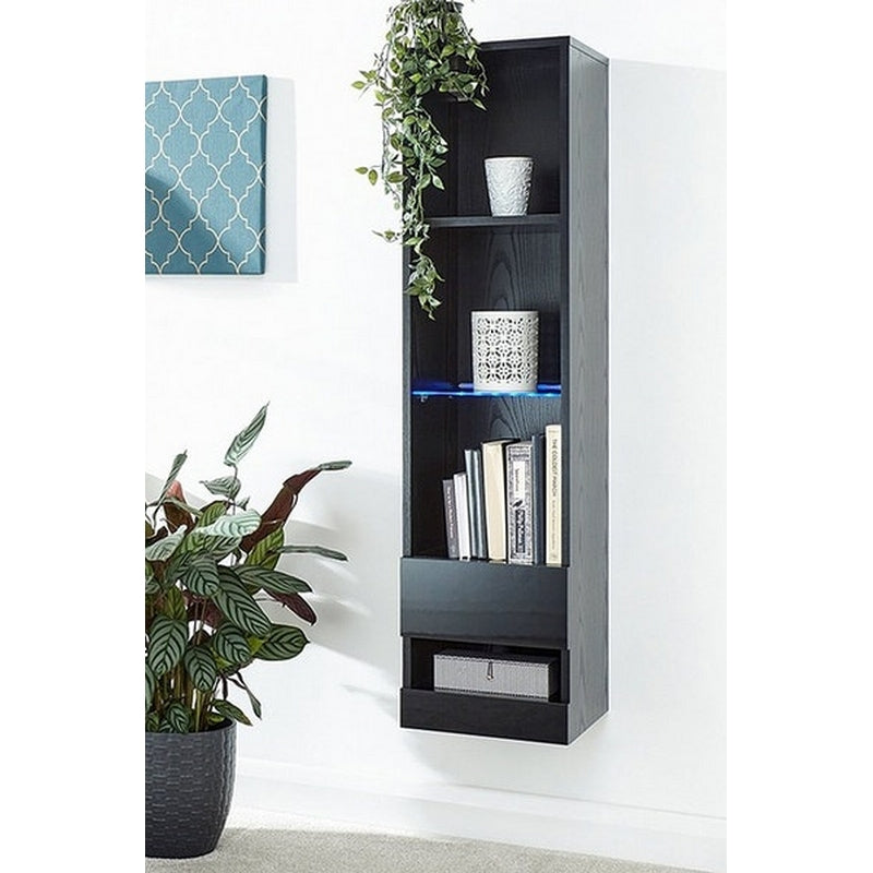 Galicia Tall Shelving Unit Black 1 Door 4 Shelves