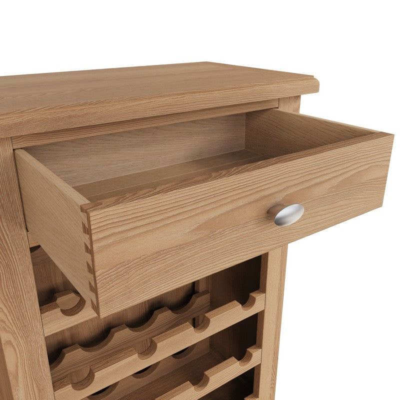 Oxford Oak Wine Rack Natural 4 Shelves 1 Drawer