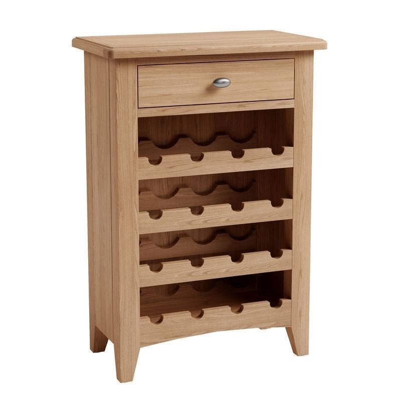 Oxford Oak Wine Rack Natural 4 Shelves 1 Drawer