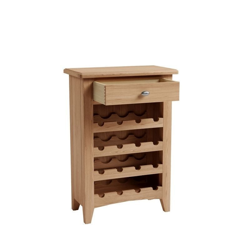 Oxford Oak Wine Rack Natural 4 Shelves 1 Drawer