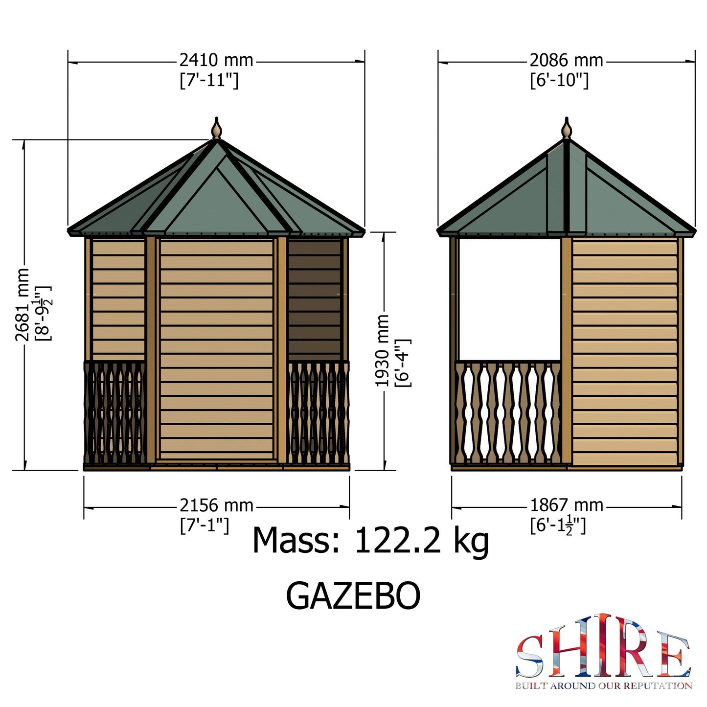 Shire Gazebo Garden Arbour (7' x 6')