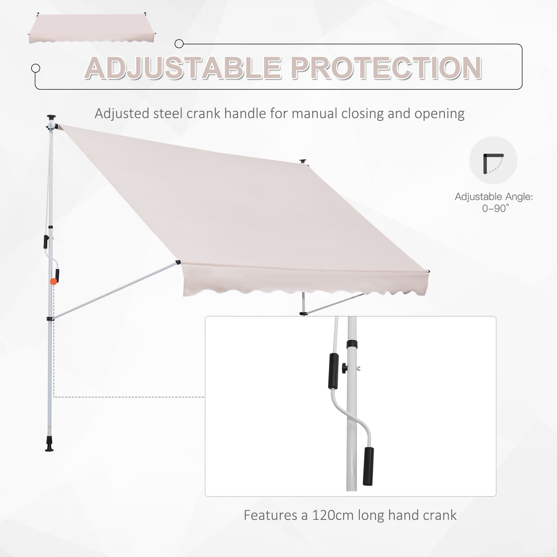 Outsunny 3x1.5m Adjustable Outdoor Aluminium Frame Awning Beige