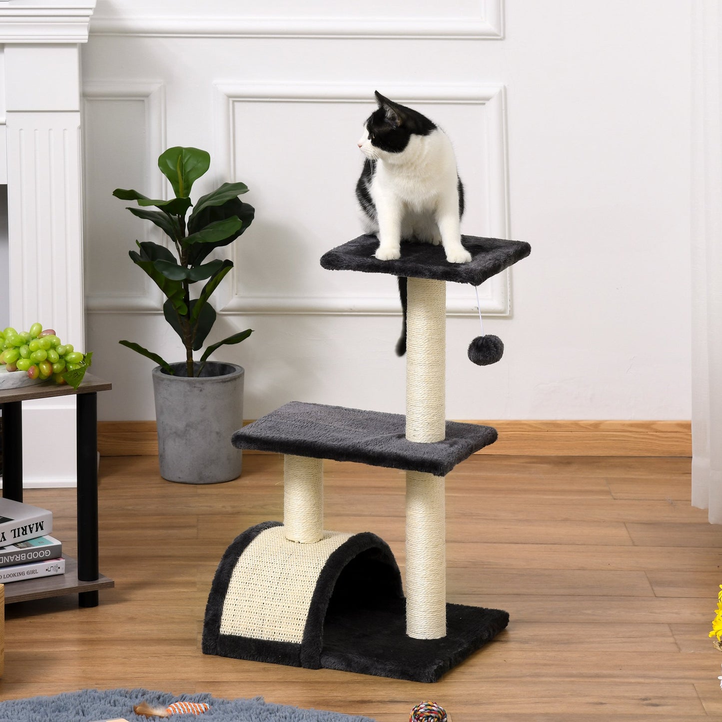 PawHut Cat tree Tower 72cm Climbing Activity Centre Kitten-Grey