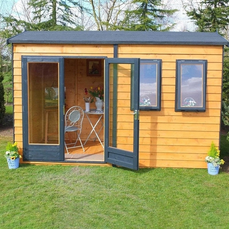 Shire Drayton 10' 4" x 9' 10" Reverse Apex Garden Studio - Premium Dip Treated Tongue & Groove