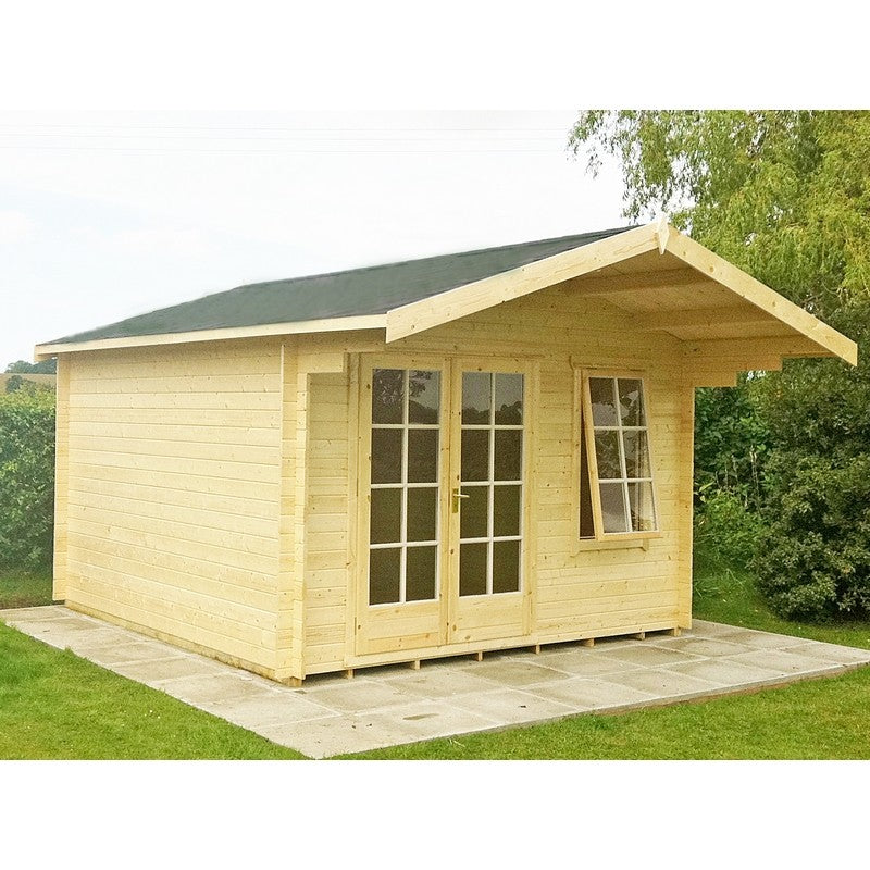 Shire Glenmore 9' 9" x 7' 10" Apex Log Cabin - Premium 28mm Cladding Tongue & Groove