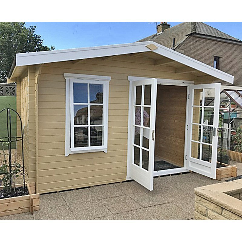 Shire Glenmore 9' 9" x 7' 10" Apex Log Cabin - Premium 44mm Cladding Tongue & Groove