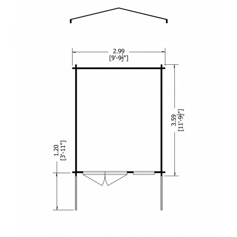 Shire Glenmore 9' 9" x 11' 9" Apex Log Cabin - Premium 28mm Cladding Tongue & Groove