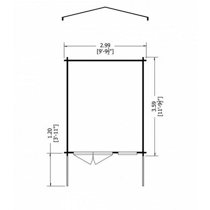 Shire Glenmore 9' 9" x 11' 9" Apex Log Cabin - Premium 28mm Cladding Tongue & Groove