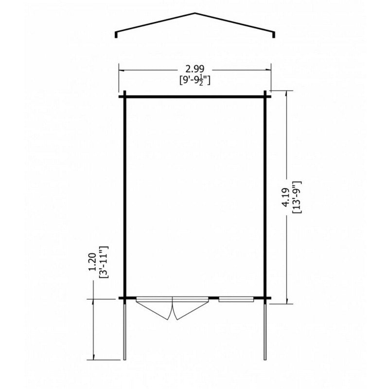 Shire Glenmore 9' 9" x 13' 8" Apex Log Cabin - Premium 28mm Cladding Tongue & Groove