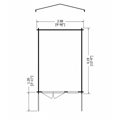 Shire Glenmore 9' 9" x 13' 8" Apex Log Cabin - Premium 28mm Cladding Tongue & Groove