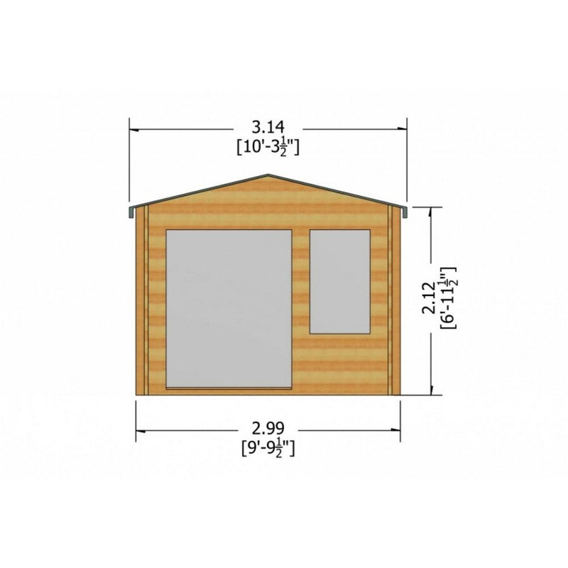 Shire Glenmore 9' 9" x 13' 8" Apex Log Cabin - Premium 28mm Cladding Tongue & Groove