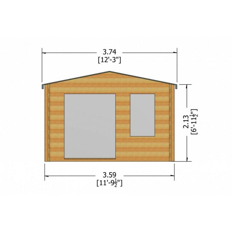 Shire Glenmore 11' 9" x 7' 10" Apex Log Cabin - Premium 28mm Cladding Tongue & Groove