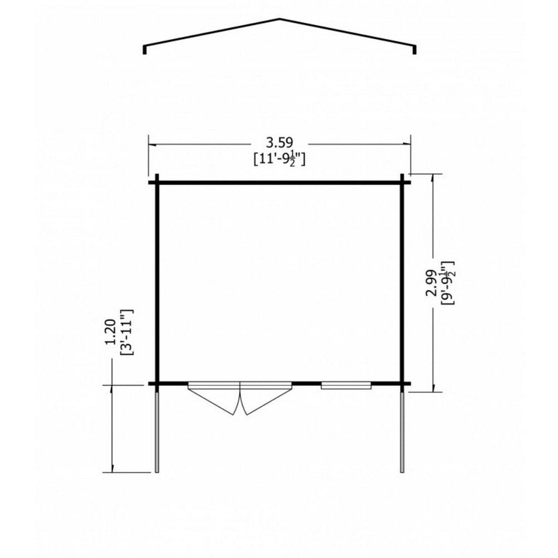 Shire Glenmore 11' 9" x 9' 9" Apex Log Cabin - Premium 28mm Cladding Tongue & Groove with Assembly